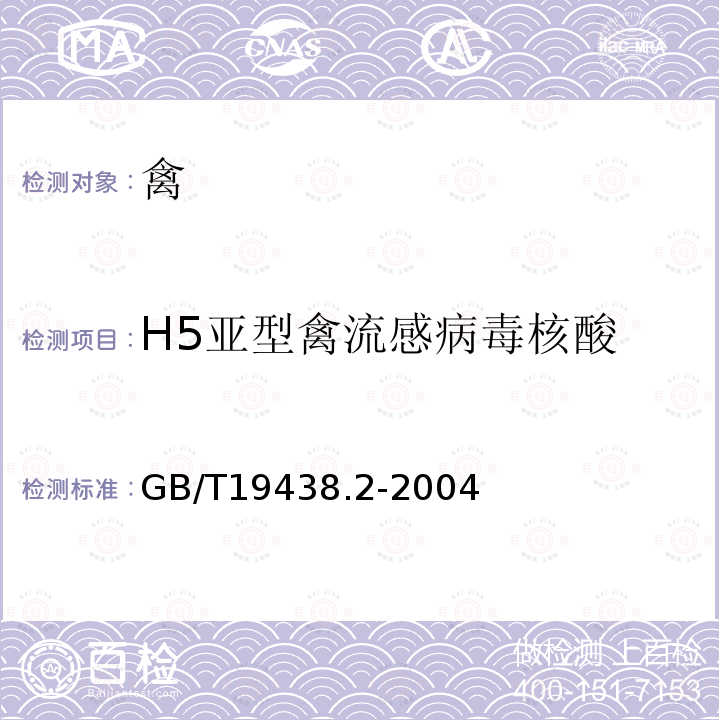 H5亚型禽流感病毒核酸 H5亚型禽流感病毒荧光RT-PCR检测方法