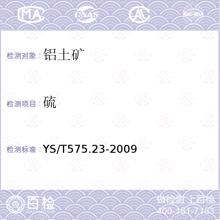 硫 鋁土礦石化學分析方法 第23部分：X射線熒光光譜法測定元素含量