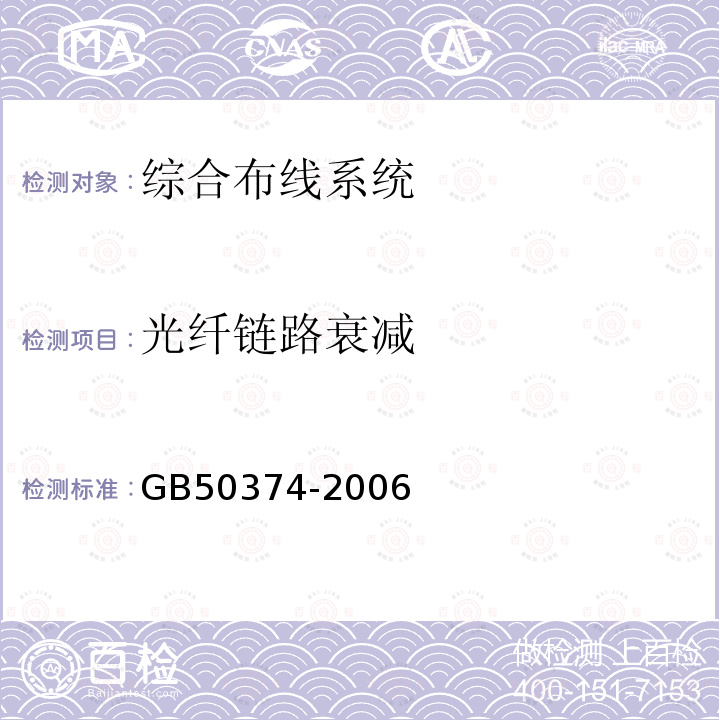 光纤链路衰减 GB 50374-2006 通信管道工程施工及验收规范(附条文说明)