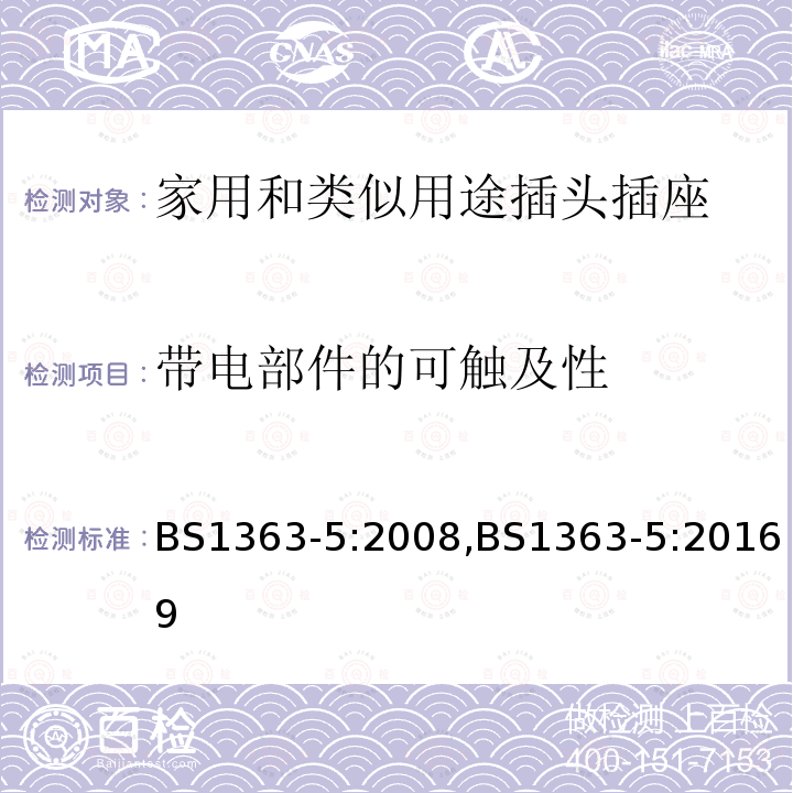 带电部件的可触及性 插头、插座、转换器和连接单元 带熔断器的转换插头 规范