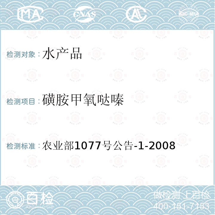 磺胺甲氧哒嗪 水产品中17种磺胺类及15种喹诺酮类药物残留量的测定 液相色谱—串联质谱法