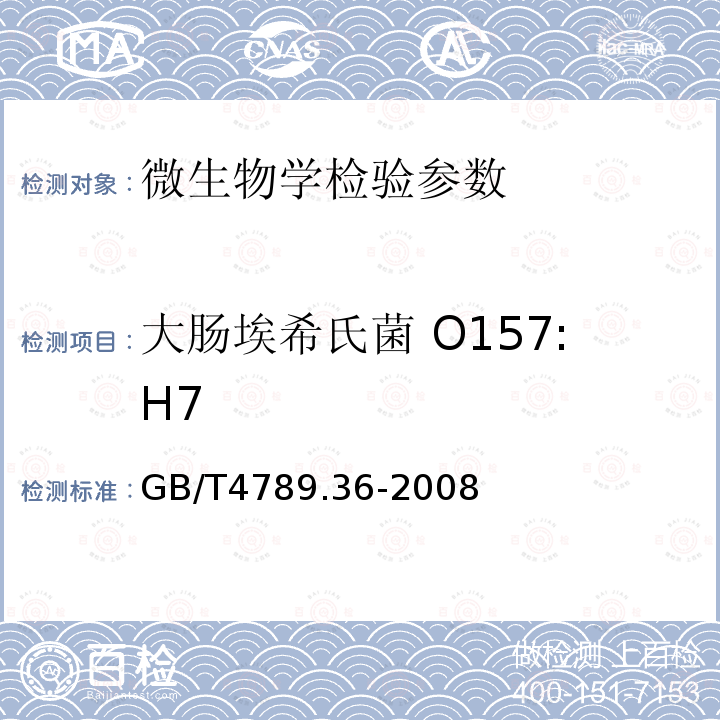 大肠埃希氏菌 O157:H7 食品卫生微生物学检验大肠埃希氏菌O157：H7/NM检验