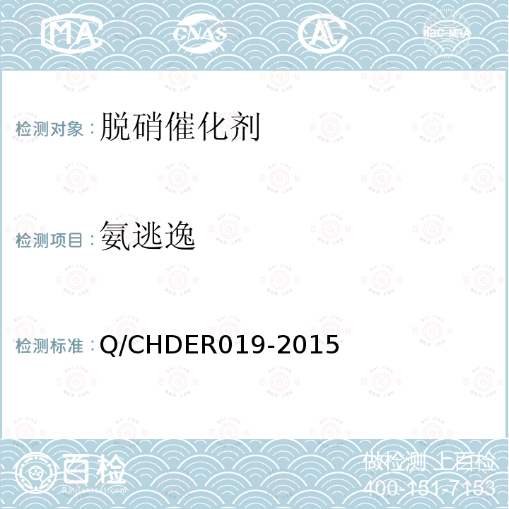 氨逃逸 Q/CHDER019-2015 火电机组选择性催化还原法烟气脱硝催化剂综合质量等级评价技术规范