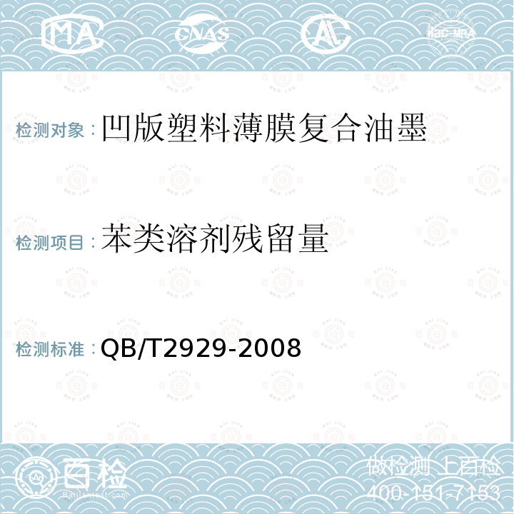 苯类溶剂残留量 溶剂型油墨溶剂残留量限量及其测定方法