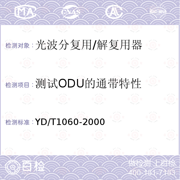 测试ODU的通带特性 光波分复用系统（WDM）技术要求—32×2.5G部分