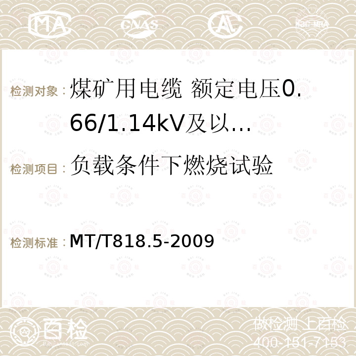 负载条件下燃烧试验 煤矿用电缆 第5部分:额定电压0.66/1.14kV及以下移动软电缆