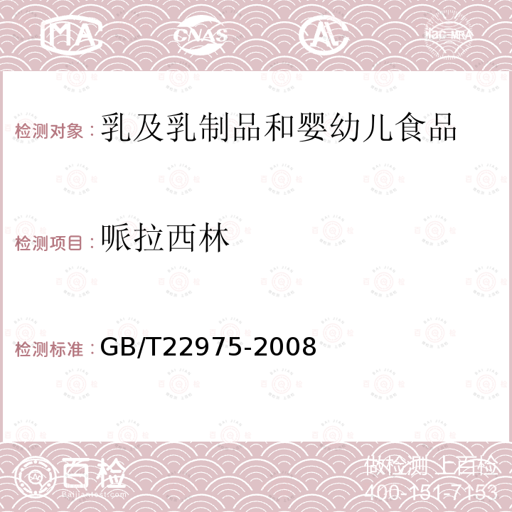 哌拉西林 牛奶和奶粉中阿莫西林、氨苄西林、哌拉西林、青霉素G、青霉素V、苯唑西林、氯唑西林、萘夫西林和双氯西林残留量的测定　液相色谱-串联质谱法