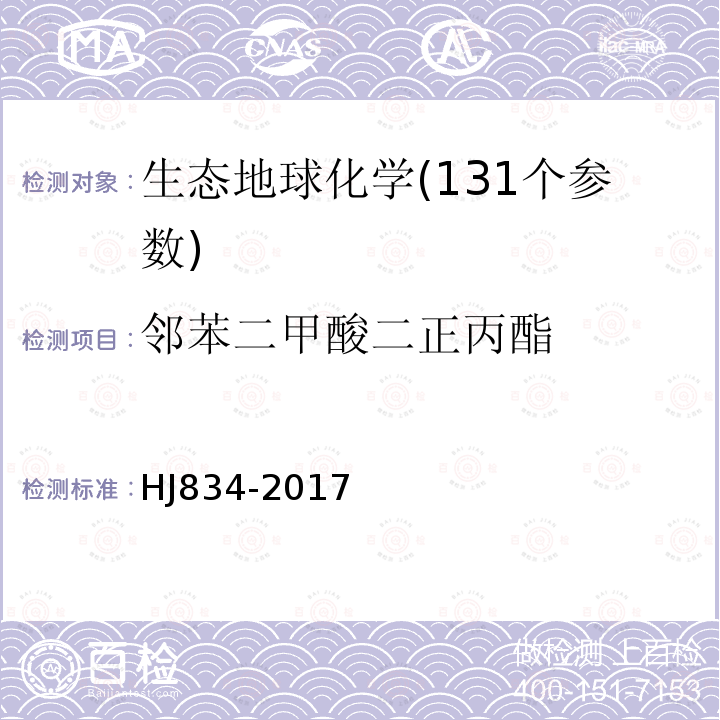 邻苯二甲酸二正丙酯 土壤和沉积物 半挥发性有机物的测定 气相色谱-质谱法