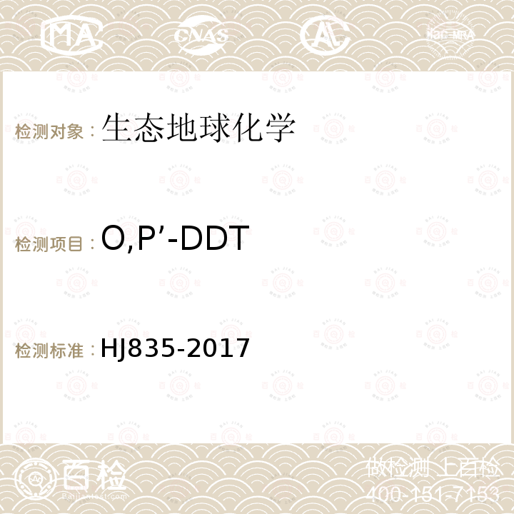 O,P’-DDT 土壤和沉积物 有机氯农药的测定 气相色谱-质谱法