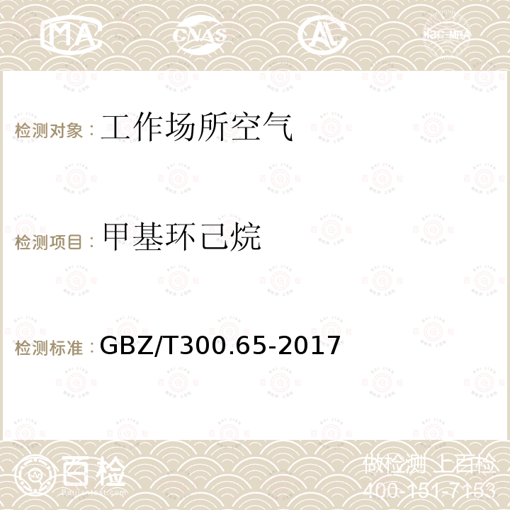 甲基环己烷 工作场所空气有毒物质测定 第65部分：环己烷和甲基环己烷 4.环己烷和甲基环己烷溶剂解吸-气相色谱法