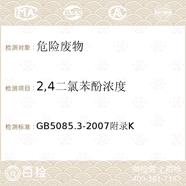 2,4二氯苯酚浓度 固体废物 半挥发性有机化合物的测定 气相色谱/质谱法