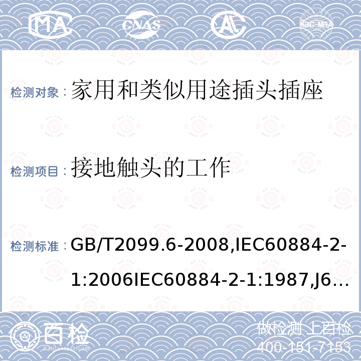 接地触头的工作 家用和类似用途插头插座 第2部分第1节:带熔断器插头的特殊要求