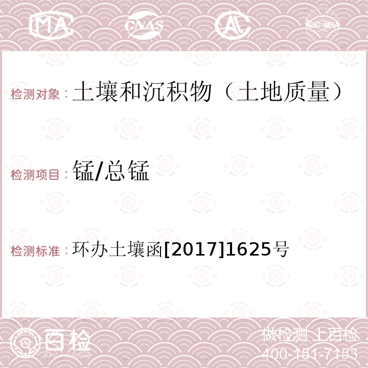 锰/总锰 全国土壤污染状况详查土壤样品分析测试方法技术规定 第一部分 土壤样品无机项目分析测试方法 15-1 电感耦合等离子体发射光谱法（ICP-AES）