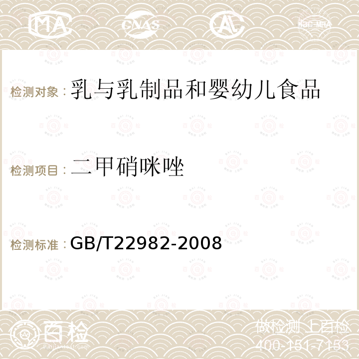 二甲硝咪唑 牛奶和奶粉中甲硝唑、洛硝哒唑、二甲硝唑及其代谢物残留量的测定 液相色谱-串联质谱法