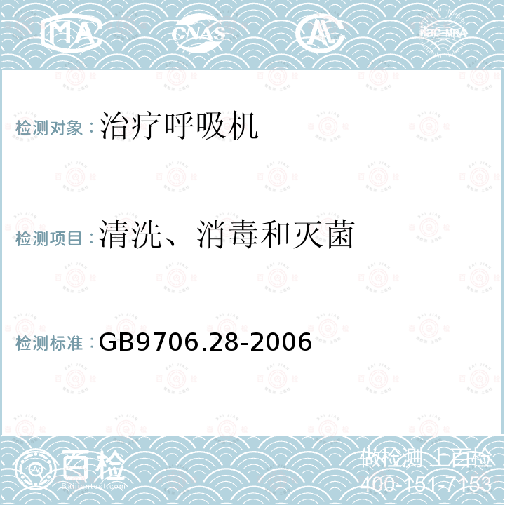 清洗、消毒和灭菌 医用电气设备第2部分:呼吸机安全专用要求——治疗呼吸机