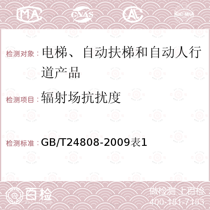 辐射场抗扰度 电磁兼容 电梯、自动扶梯和自动人行道的产品系列标准 抗扰度