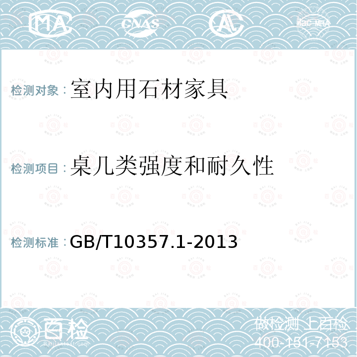 桌几类强度和耐久性 家具力学性能试验 第1部分：桌类强度和耐久性