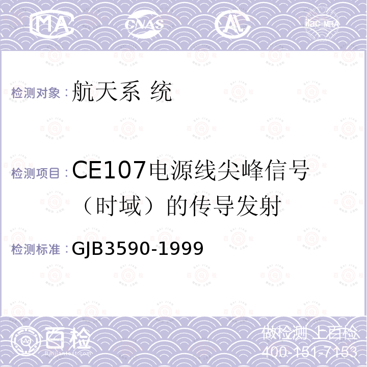 CE107电源线尖峰信号（时域）的传导发射 航天系统电磁兼容性要求