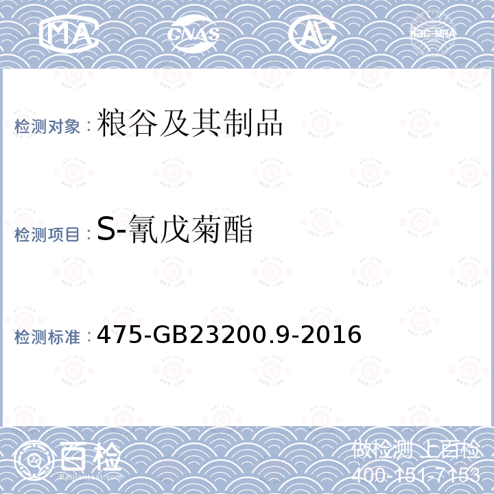 S-氰戊菊酯 食品安全国家标准粮谷中种农药及相关化学品残留量的测定气相色谱质谱法