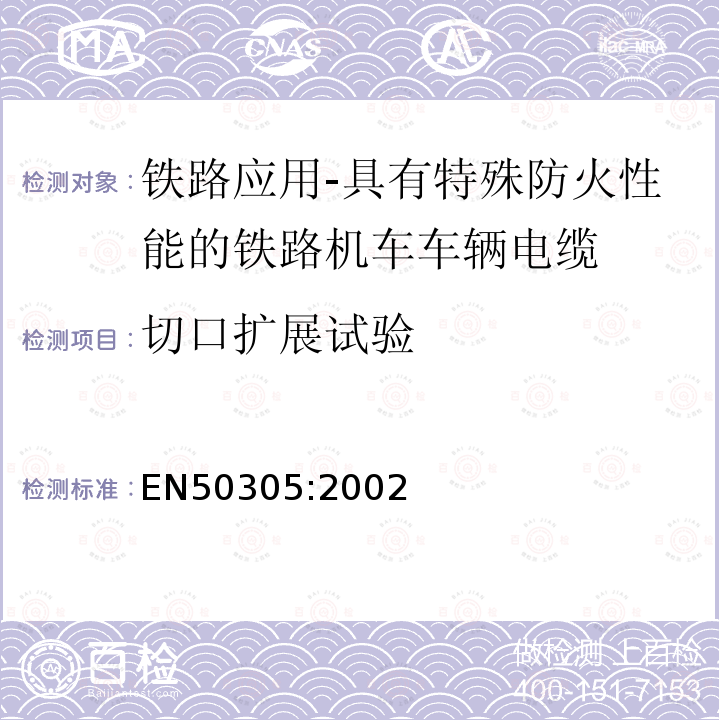 切口扩展试验 铁路应用-具有特殊防火性能的铁路机车车辆电缆-试验方法