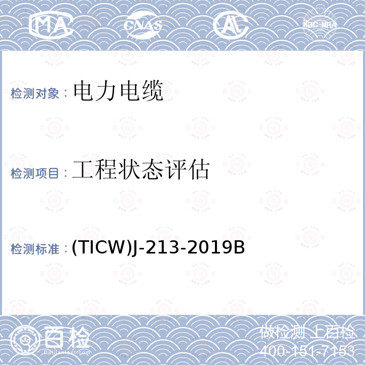 工程状态评估 (TICW)J-213-2019B 110kV和220kV电力电缆竣工试验