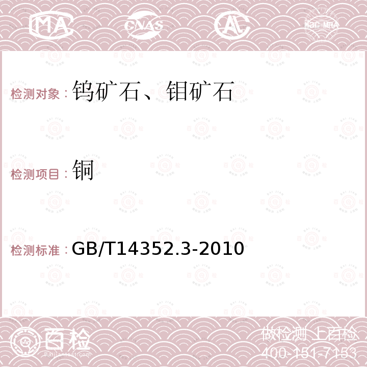 铜 钨矿石、钼矿石化学分析方法 第3部分 铜量测定