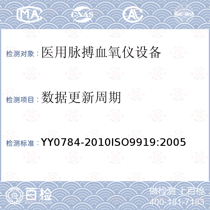 数据更新周期 医用电气设备 医用脉搏血氧仪设备基本安全和主要性能专用要求