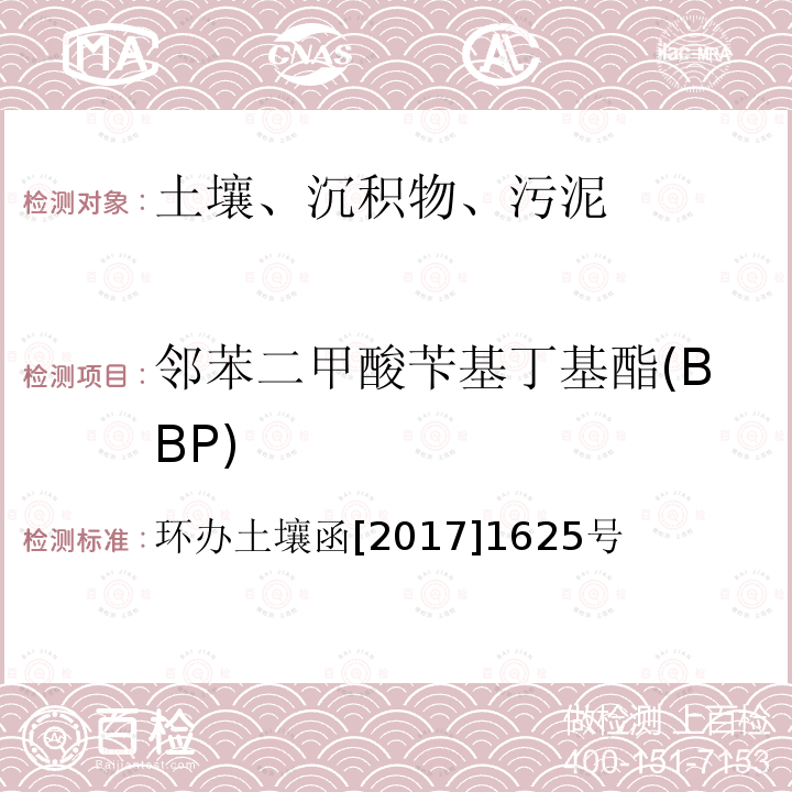 邻苯二甲酸苄基丁基酯(BBP) 全国土壤污染状况详查 土壤样品分析测试方法技术规定 （送审稿修改版） 第二部分 土壤样品有机污染物分析测试方法 第三节 邻苯二甲酸酯类