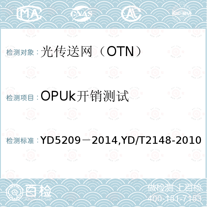 OPUk开销测试 光传送网(OTN)工程验收暂行规定 光传送网（OTN）测试方法