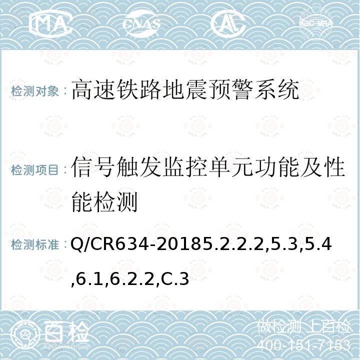 信号触发监控单元功能及性能检测 高速铁路地震预警监测系统试验方法