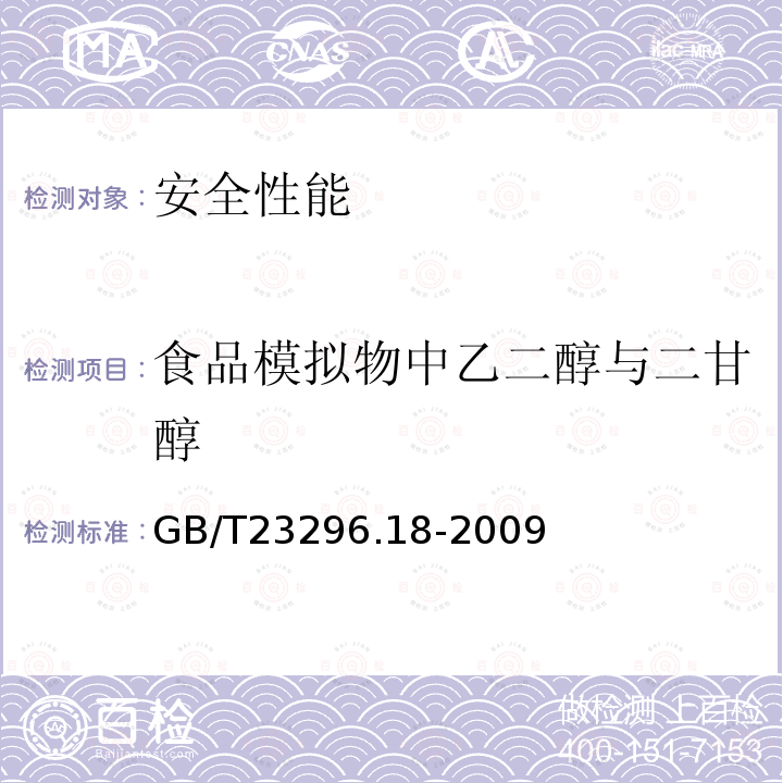 食品模拟物中乙二醇与二甘醇 食品接触材料 高分子材料 食品模拟物中乙二醇与二甘醇的测定 气相色谱法