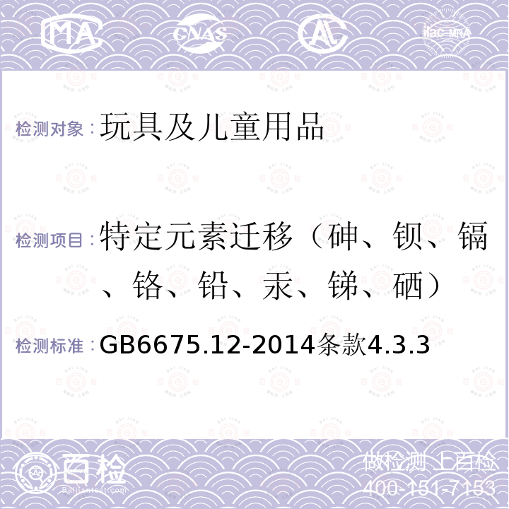 特定元素迁移（砷、钡、镉、铬、铅、汞、锑、硒） 玩具安全 第12部分：玩具滑板车