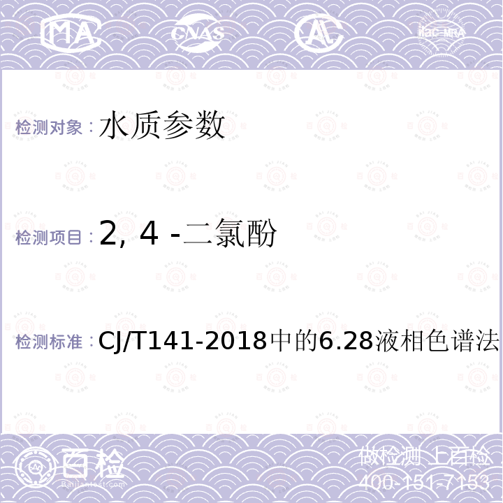 2, 4 -二氯酚 城鎮供水水質標準檢驗方法