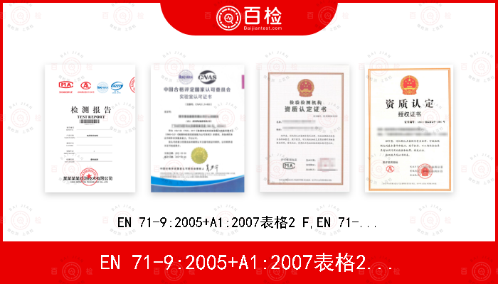 EN 71-9:2005+A1:2007表格2 F,EN 71-10:2005章节7.1,EN 71-11:2005章节5.5