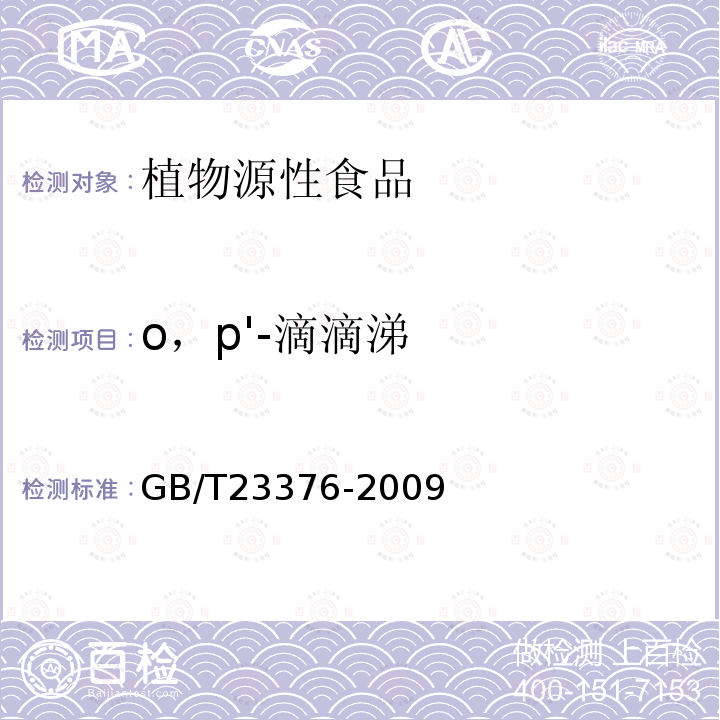 o，p'-滴滴涕 茶叶中农药多残留测定 气相色谱/质谱法