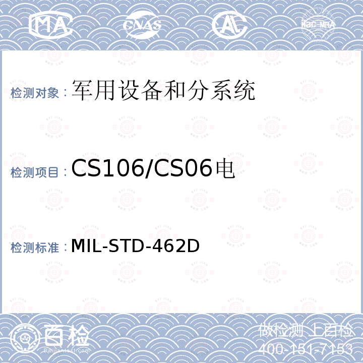 CS106/CS06
电源线尖峰信号
传导敏感度 电磁干扰特性测量