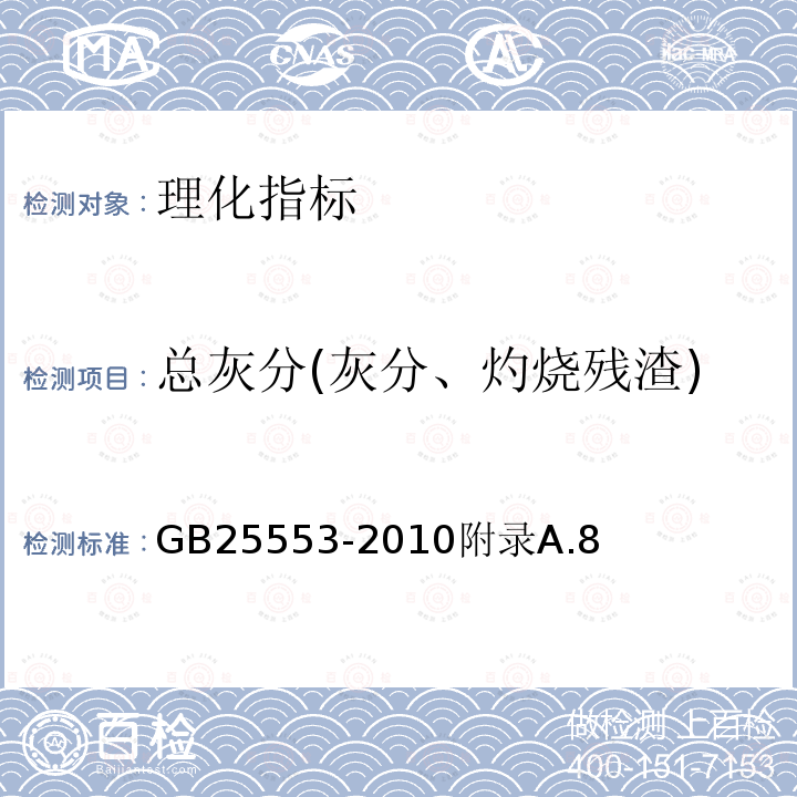 总灰分(灰分、灼烧残渣) 食品安全国家标准食品添加剂聚氧乙烯（20）山梨醇酐单硬脂酸酯（吐温60）