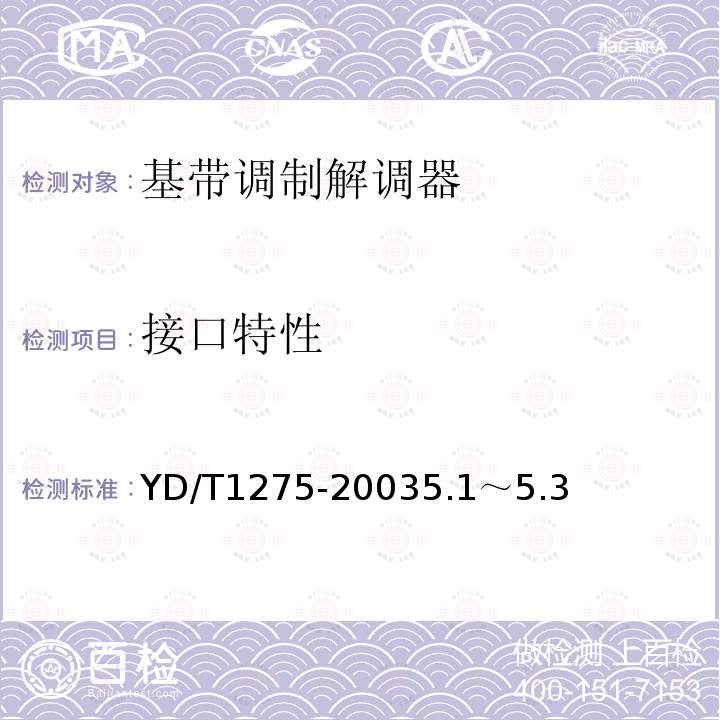 接口特性 n×64kbit/s基带调制解调器技术要求和检测方法