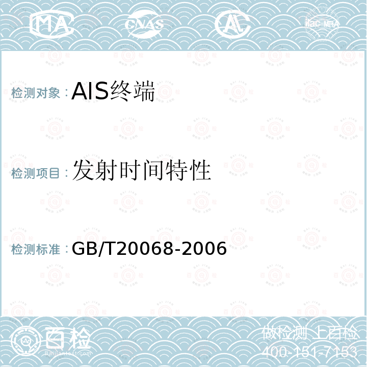 发射时间特性 船载自动识别系统（AIS）技术要求