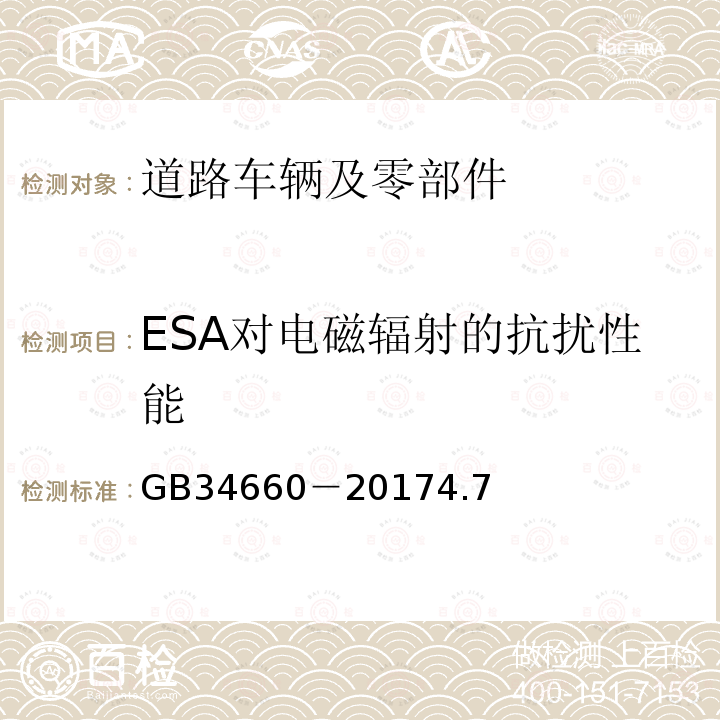 ESA对电磁辐射的抗扰性能 道路车辆 电磁兼容性要求和试验方法