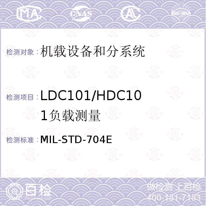 LDC101/HDC101
负载测量 飞机供电特性