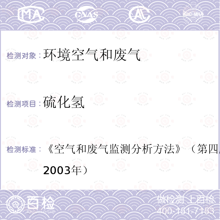 硫化氢 固定污染源废气 硫化氢 亚甲基蓝分光光度法