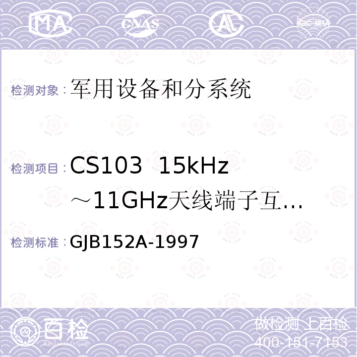 CS103 15kHz～11GHz天线端子互调传导敏感度 军用设备和分系统电磁发射和敏感度测量