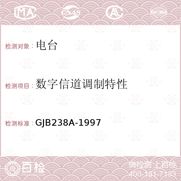 数字信道调制特性 战术调频电台测量方法