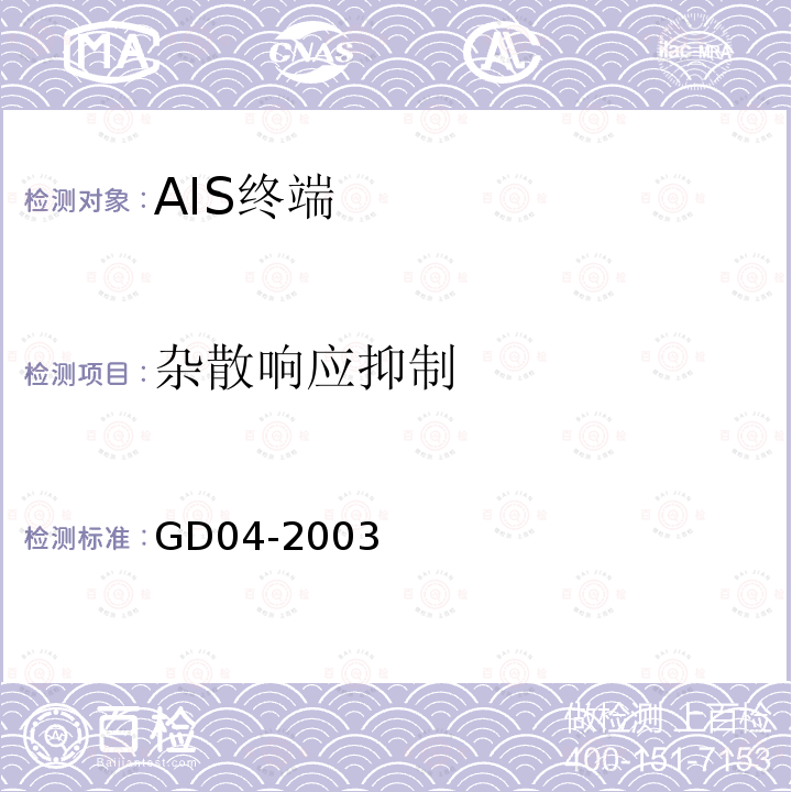 杂散响应抑制 中国船级社GD 04-2003 自动识别系统（AIS）检验指南