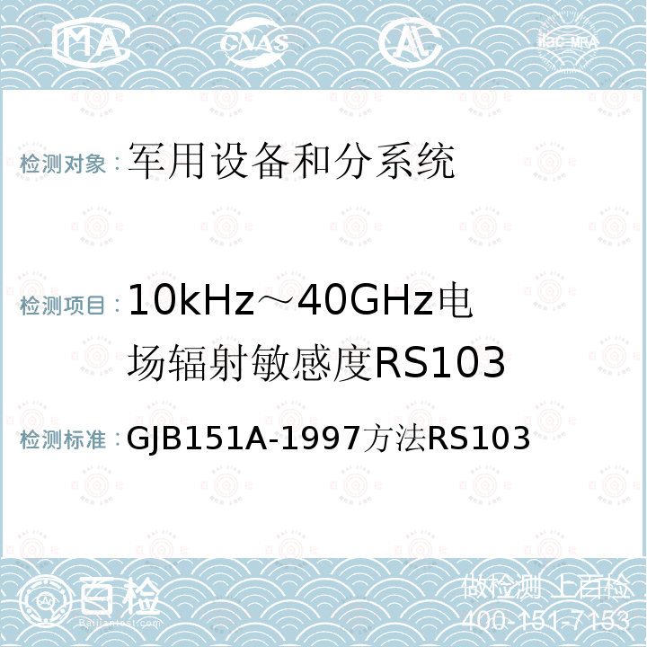 10kHz～40GHz电场辐射敏感度RS103 军用设备和分系统电磁发射和敏感度要求