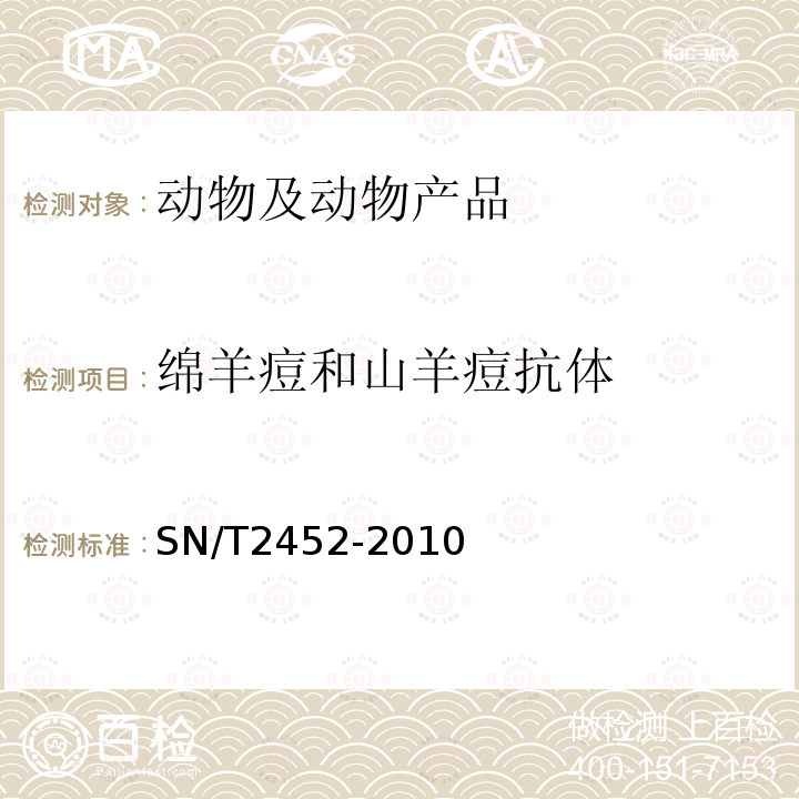 绵羊痘和山羊痘抗体 绵羊痘和山羊痘检疫技术规范