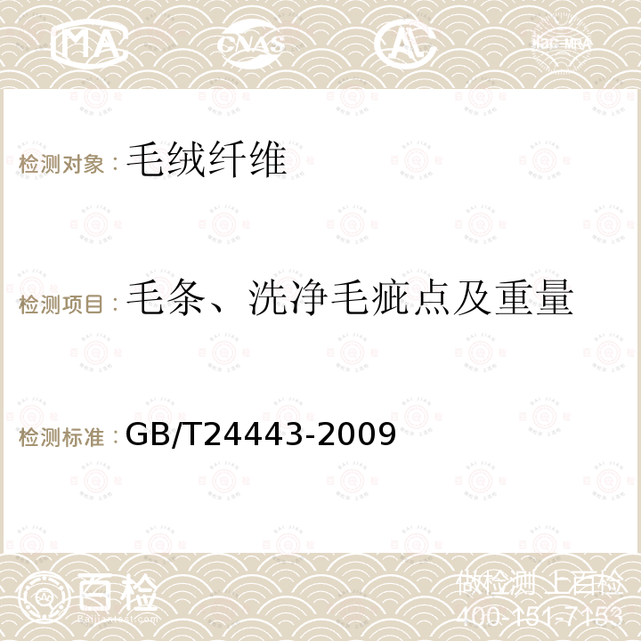 毛条、洗净毛疵点及重量 毛条、洗净毛疵点及重量试验方法