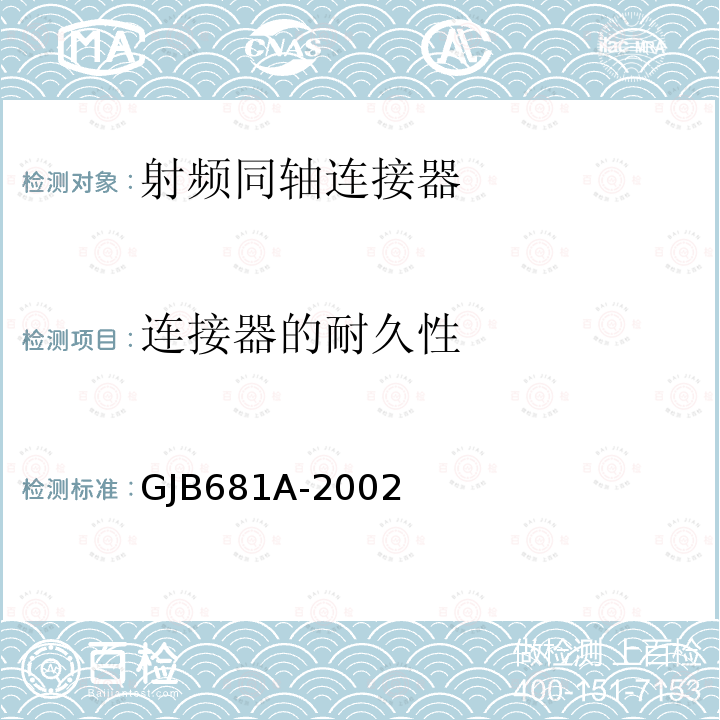 连接器的耐久性 射频同轴连接器通用规范