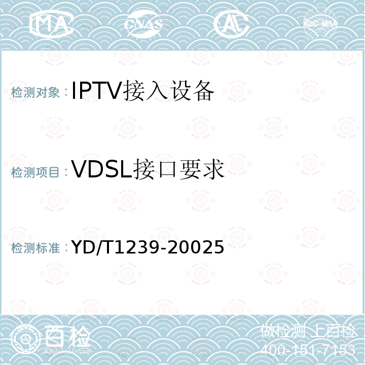 VDSL接口要求 接入网技术要求-甚高比特数字用户线(VDSL)